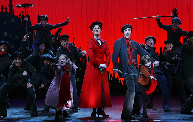 Ashley Brown as Mary and Gavin Lee as Bert in Mary Poppins on Broadway