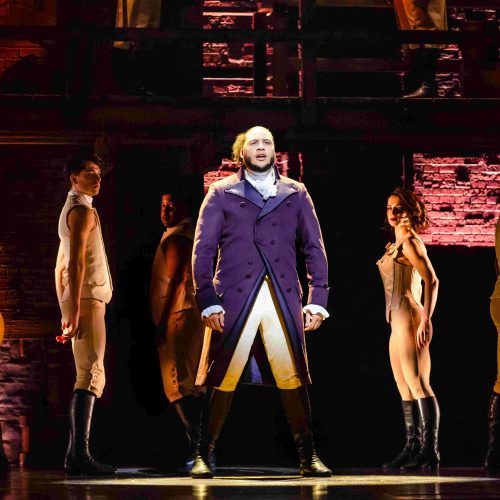 Billy Nevers as Aaron Burr and Company. Photo by Danny Kaan