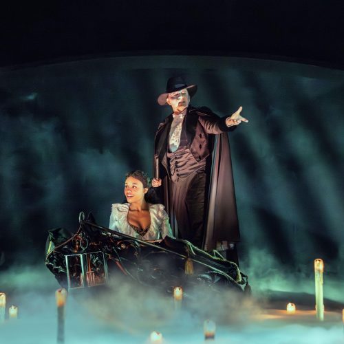 Dean Chisnall as The Phantom and Beatrice Penny-Touré as Christine - Photo by Johan Persson