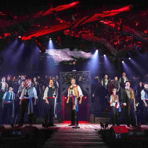 Enjolras (James D Gish) and Ensemble. Photograph by Danny Kaan