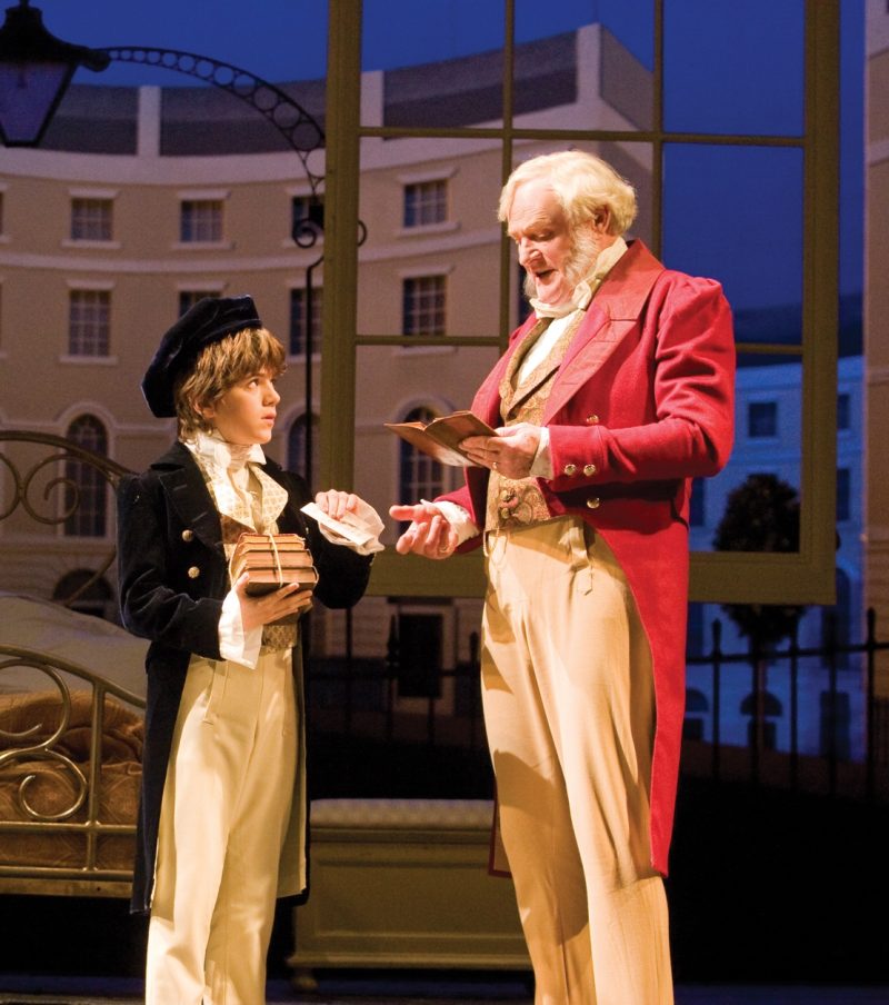 Harry Stott as Oliver and Julian Glover as Mr. Brownlow in Oliver! London