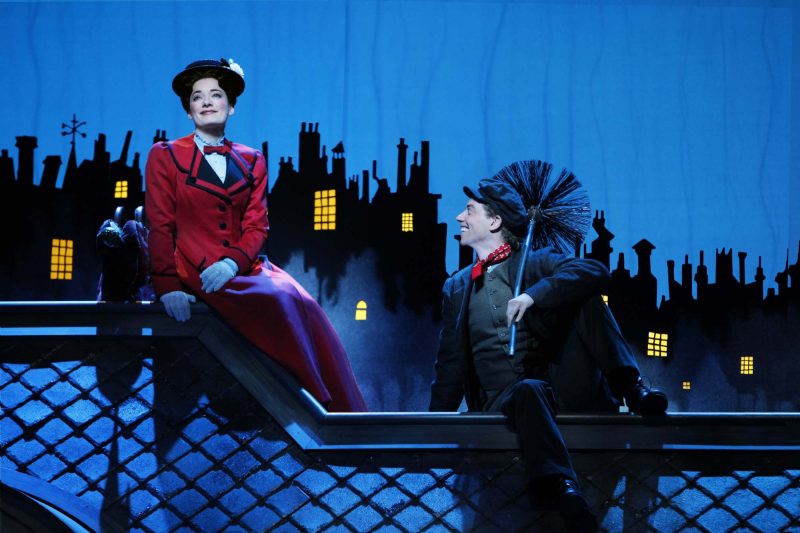 Laura Michelle Kelly as Mary and Christian Borle as Bert in Mary Poppins on Broadway