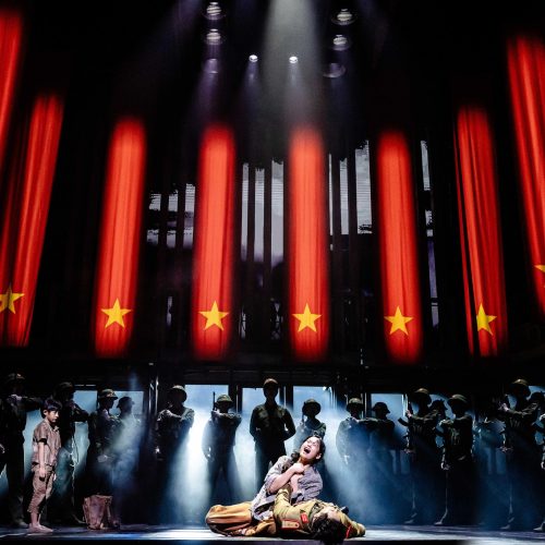 Julianne Pundan as Kim and Mikko Juan as Thuy. Miss Saigon UK & Ireland Tour. Photo by Danny Kaan