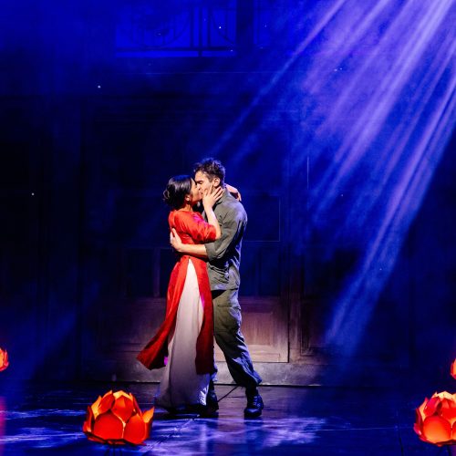 Julianne Pundan as Kim and Jack Kane as Chris. Miss Saigon UK & Ireland Tour. Photo by Danny Kaan